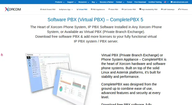 Xorcom CompletePBX's website