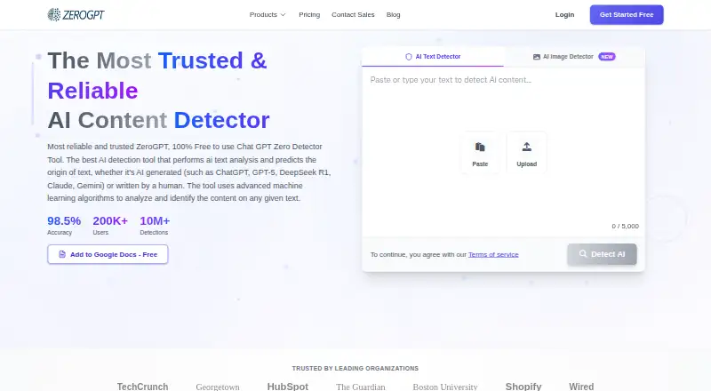 ZeroGPT's website