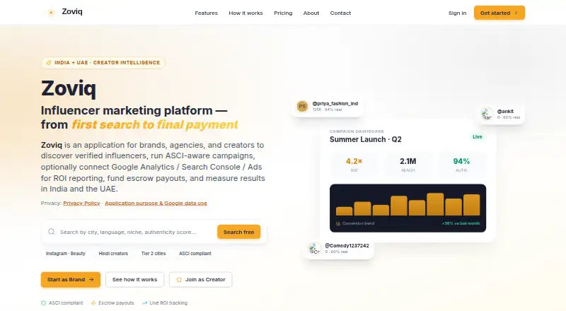 Zoviq's website