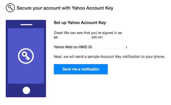 Setup Yahoo Account Key