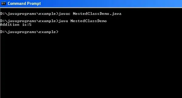 code for nested class in java