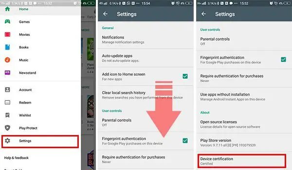  check if Phone or Tablet is a Certified Android device