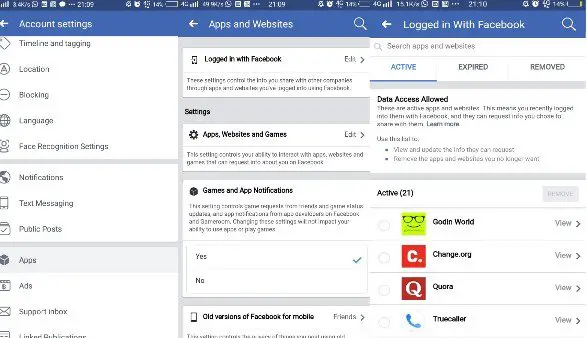change Facebook privacy settings on Android