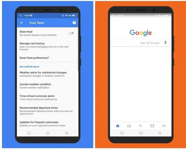 disable trending story cards Google feed