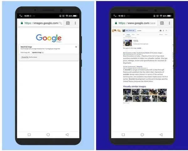 Reverse search images on Android using images from Gallery