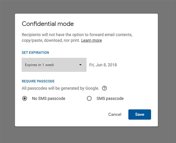 Guide to  use the Gmail Confidential Mode