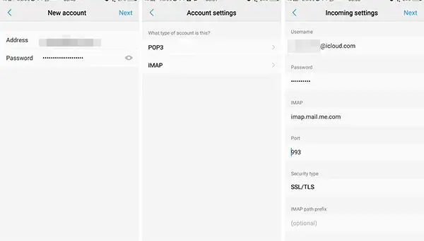 Setup iCloud mail on Android