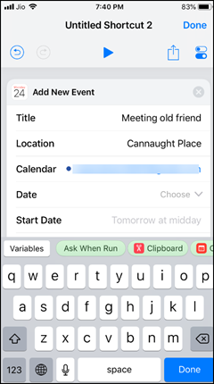 Use Calendar in Shortcuts App