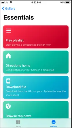 List of Shortcuts in Gallery