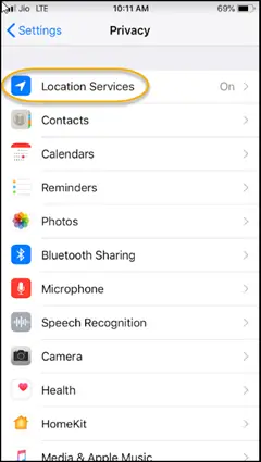 Disable Location Services for Apps