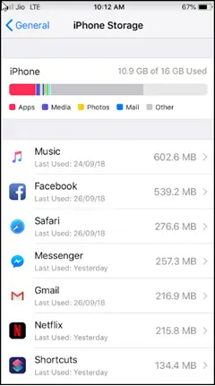 Clear iPhone Storage after iOS 12 Update