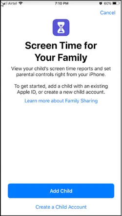 Add a Child for Family Account