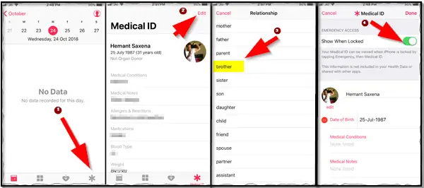 Medical ID editing info