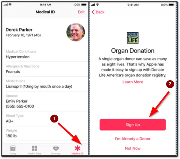 Health App Organ Donor Registration