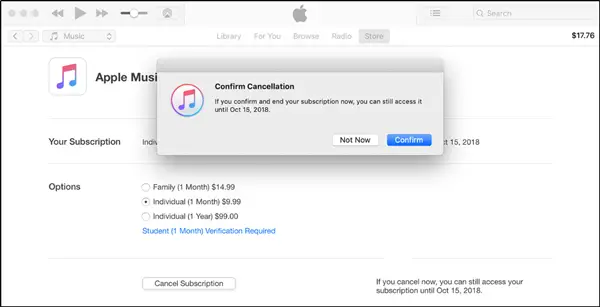 Cancel Apple Music Subscription