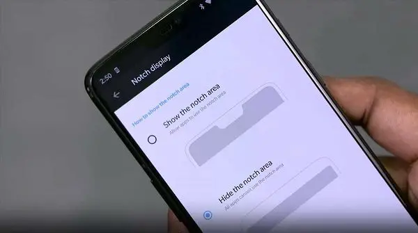 how to hide notch in oneplus 6t