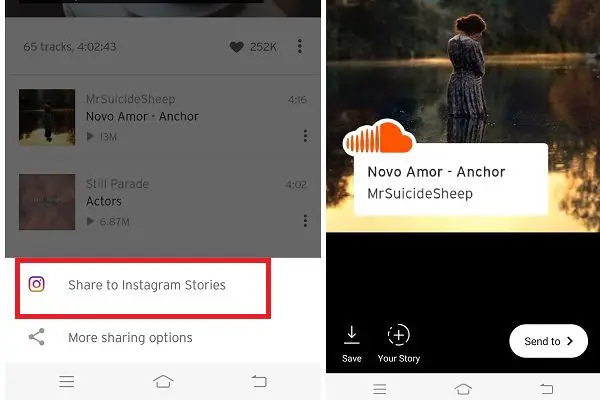 Soundcloud share to instagram stories