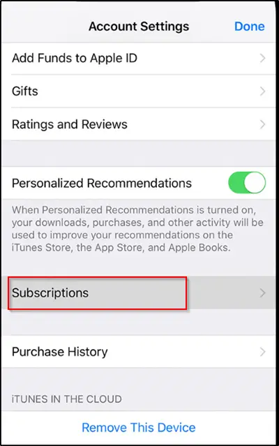 Manage subscription iphone