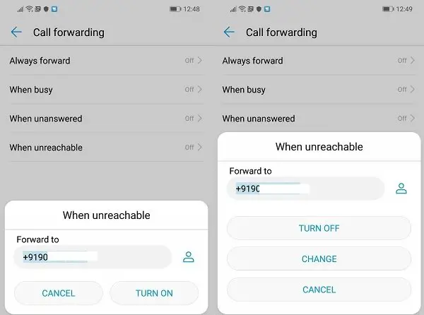 Add a number for call forwarding in Huawei phones