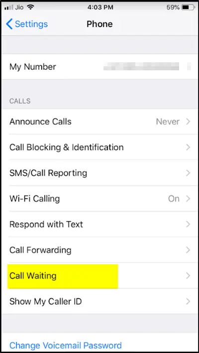 activate call  waiting on iPhone