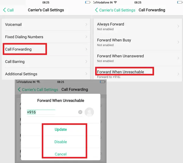 Activate call forwarding & waiting in Oppo Phones