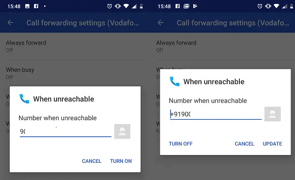 Add number to forward calls when unreachable