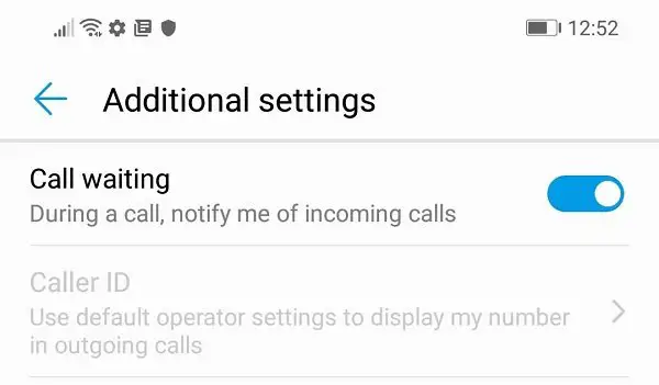 Call waiting settings