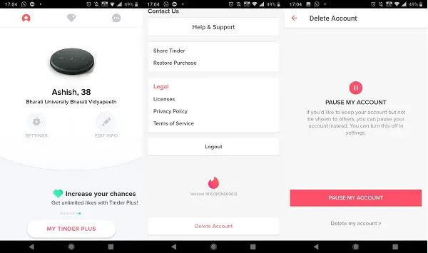 Delete tinder app without losing matches