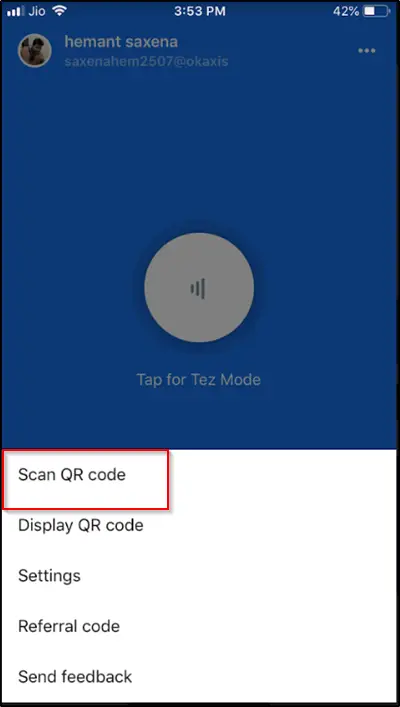 QR code to send Taz Payment on Google Pay