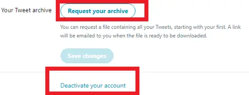 delete or deactivate Twitter account