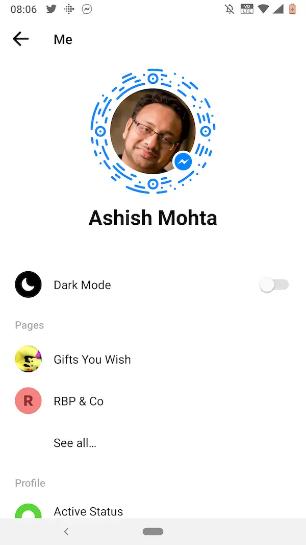 Enable Dark Mode in Facebook Messenger