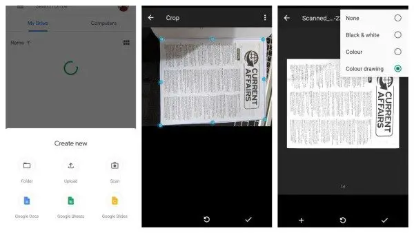 Google Drive scanner app for Android