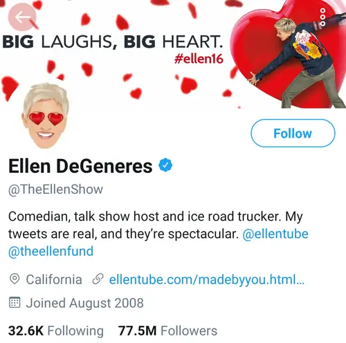Ellen Degeneres Twitter Account