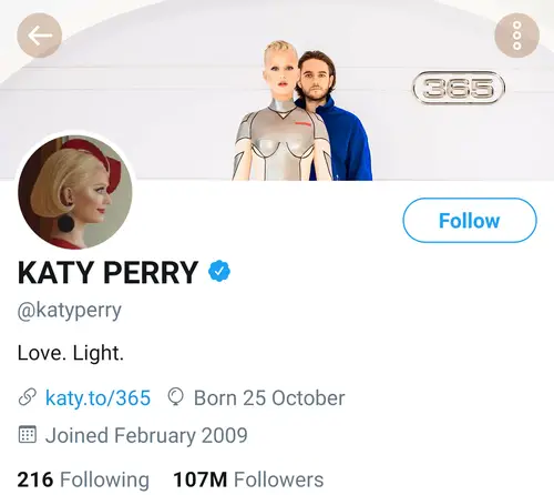 Katy Perry Twitter Account