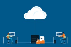Flat vector business technology storage cloud computing service with vector id1221331515